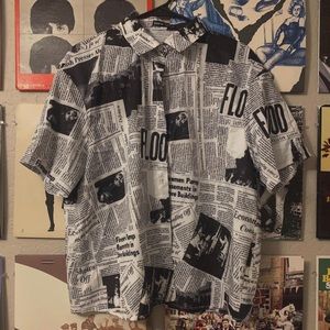 Newspaper print button down
